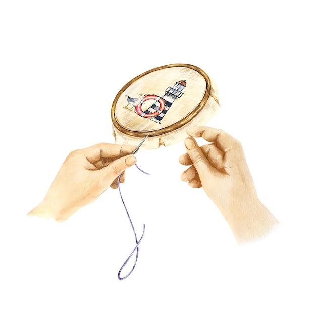 Ręce szyjące wzór